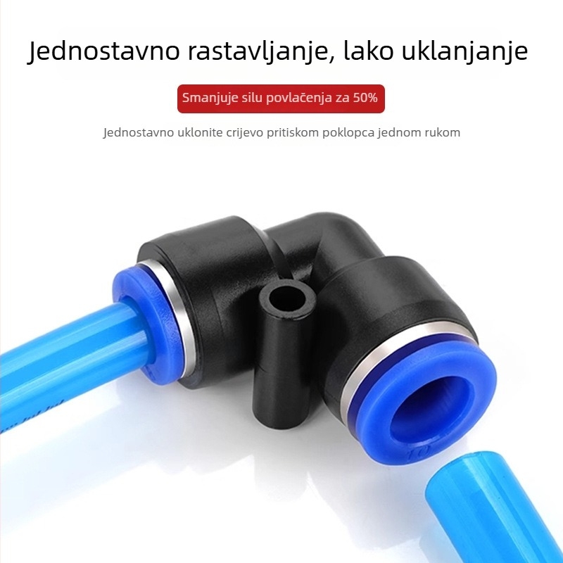 Pneumatski spoj PVG, zavoj koljena 90°, kut L, promjenjiv promjer 8-6/12-8/12-6/14-12