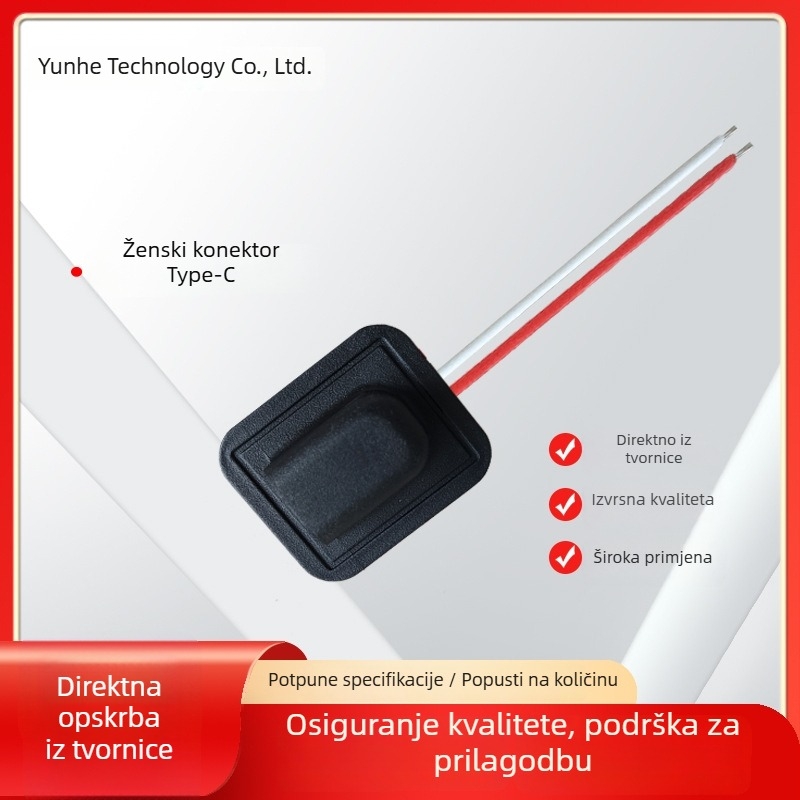 Crni šivani kabel s Type-C ženskim priključkom i grijaćim adapterom, duljina 100 cm