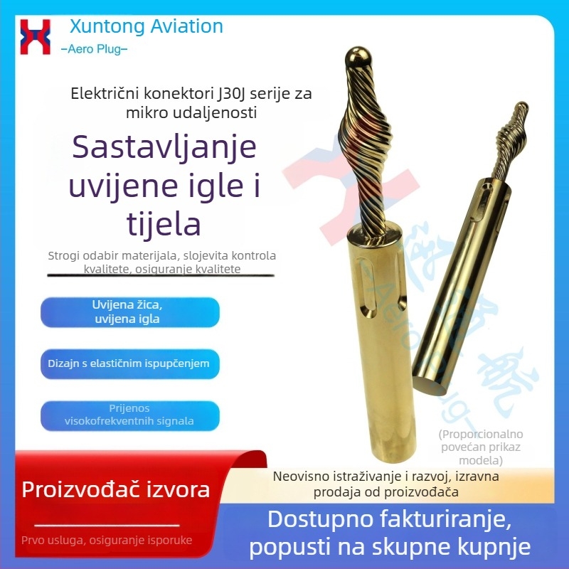 Twist Pin za J30J pravokutni konektor, zlatno premazani krimp pinovi 1,27