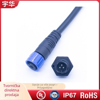 2P/3P zavareni vodootporni spojni konektor za PCB ploču, 10A, M12 samozaključavajući IP67