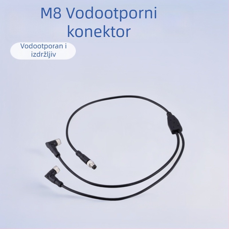 M8 vodootporan konektor za kabel, 8 jezgri, 12P17 pinova, za senzore