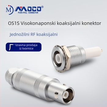 MOCO koaksijalni push-pull konektor – muški i ženski, kompatibilan s FFA/ERA avionskim konektorom 00S0S1S2S, jednopolski, PPS izolator, model FFA.1S.405.CTL