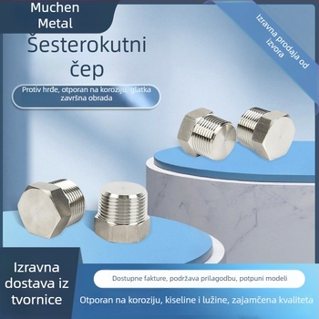 Vanjska šesterokutna čep od nehrđajućeg čelika 304, čvrsta industrijska zaptivna čep