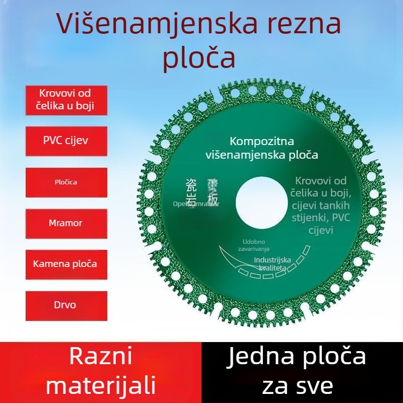 Višenamjenski disk za rezanje za kutnu brusilicu za obojene čelične ploče, PVC pločice za pod i kamene ploče – rezanje i poliranje.
