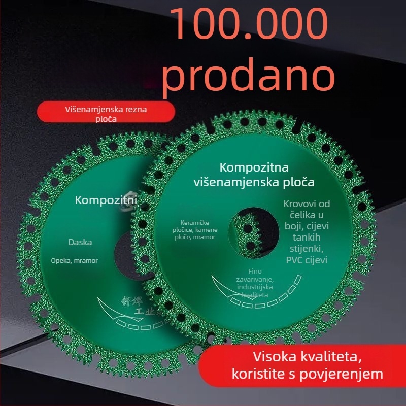Višenamjenski disk za rezanje za kutnu brusilicu za obojene čelične ploče, PVC pločice za pod i kamene ploče – rezanje i poliranje.