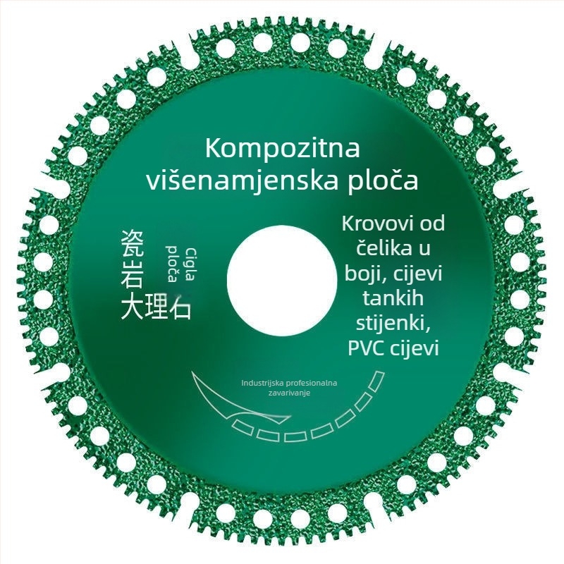 Višenamjenski disk za rezanje za kutnu brusilicu za obojene čelične ploče, PVC pločice za pod i kamene ploče – rezanje i poliranje.