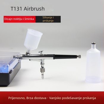 T131 aerograf za nokte s dvostrukim spremnikom za sprej