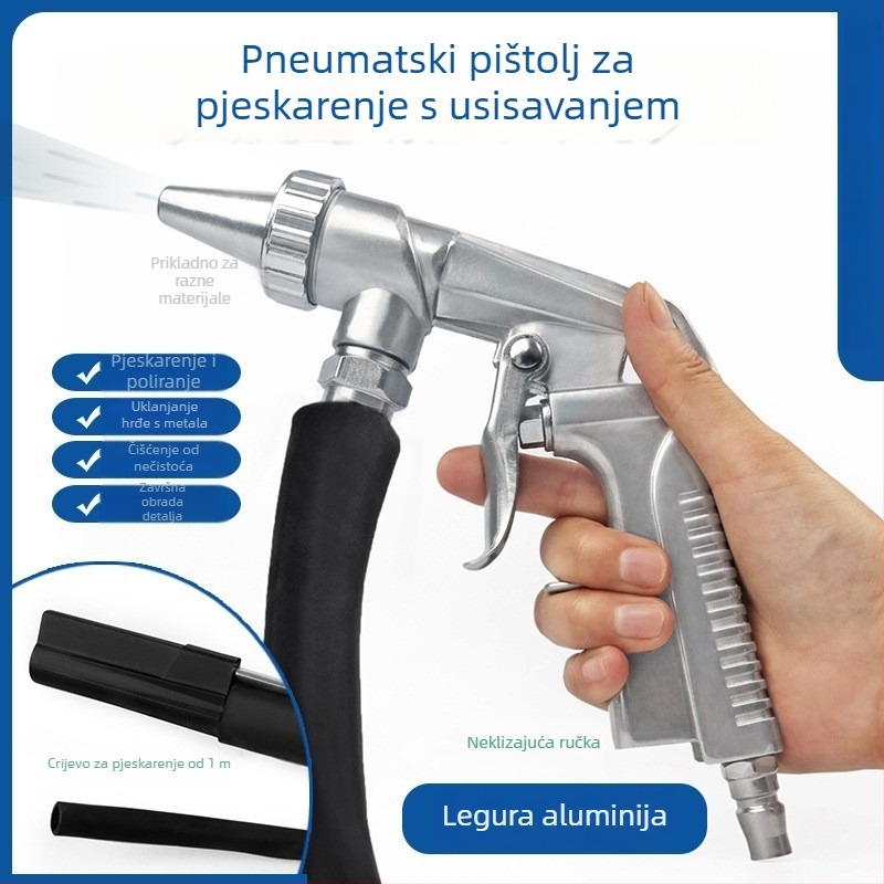 Pneumatska pištolj za pijesakarenje s automatskim usisavanjem, kompaktni visokotlačni pijesakarenje alat, uklanjanje hrđe i nečistoća, odmašćivanje i alat za pijesakarenje