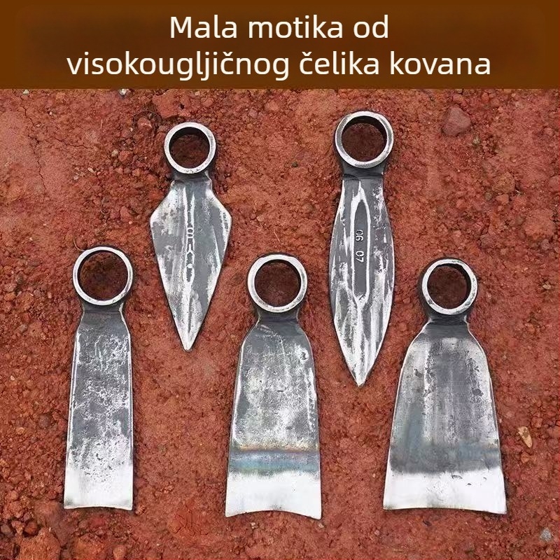 Kovana mangan čelična motika i krampač – poljoprivredni alati za sadnju povrća, rahljenje tla i uklanjanje korova