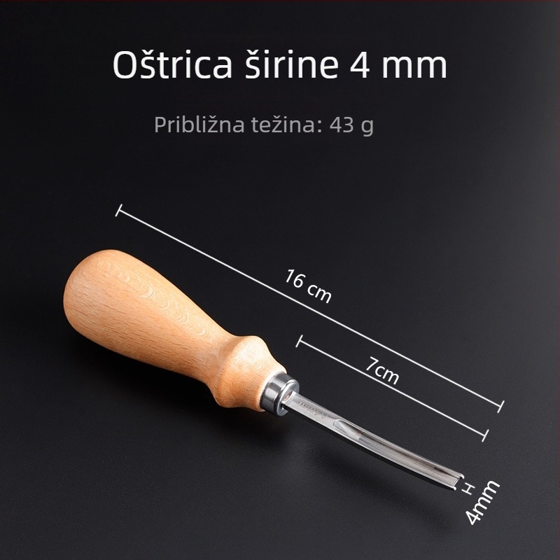 Alat za tanjenje i oblikovanje rubova kože — široka drvena špatula, 4/6/8/10 mm, ručna izrada za DIY