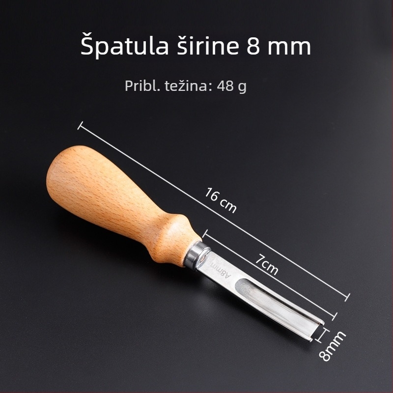 Alat za tanjenje i oblikovanje rubova kože — široka drvena špatula, 4/6/8/10 mm, ručna izrada za DIY