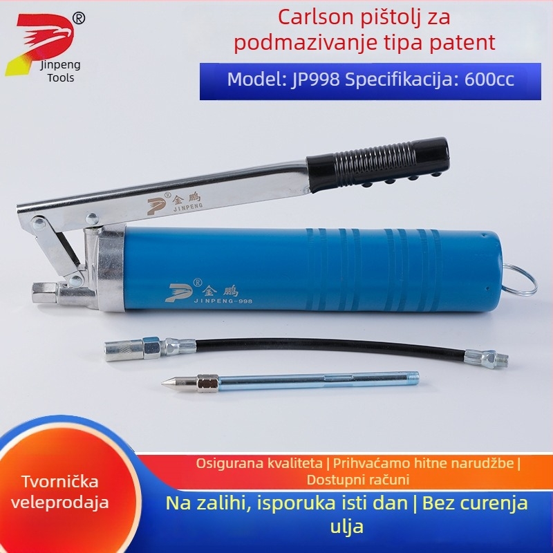 JP998 Carlson ZIP-tip maziva pištolj 600cc, ručni, cink legura odljev, tlak 6000-10000 psi, duljina 35 cm, za iskopače i građevinske strojeve