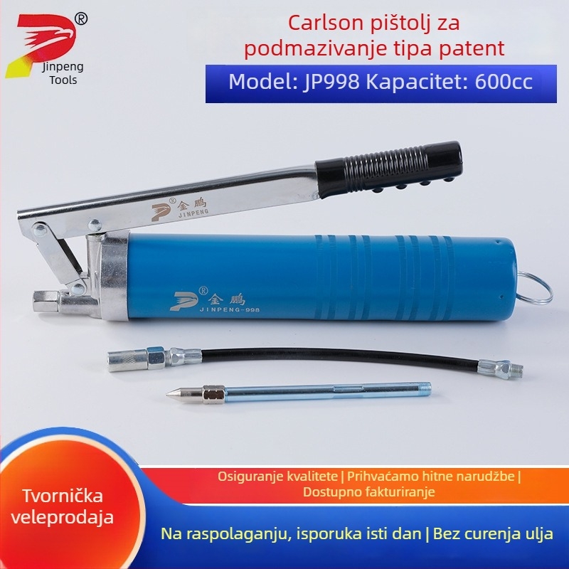 JP998 Carlson ZIP-tip maziva pištolj 600cc, ručni, cink legura odljev, tlak 6000-10000 psi, duljina 35 cm, za iskopače i građevinske strojeve