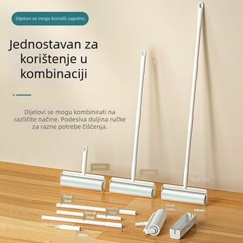 ljepljivi valjak s odtrjelnim listićima, velik, produžen za kućnu upotrebu – uklanja dlake i prašinu s poda