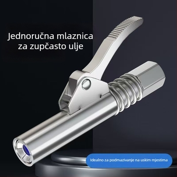 Novi model pištolju za mazivo s jednim ručnim držačem, tip zaključavajuće klipse, visok tlak, samozaključavajući, ručno/električno/pneumatsko, mlaznica s zupčanim mehanizmom