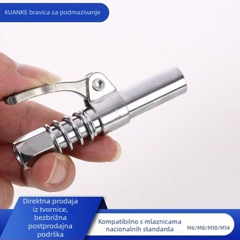 Novi model pištolju za mazivo s jednim ručnim držačem, tip zaključavajuće klipse, visok tlak, samozaključavajući, ručno/električno/pneumatsko, mlaznica s zupčanim mehanizmom