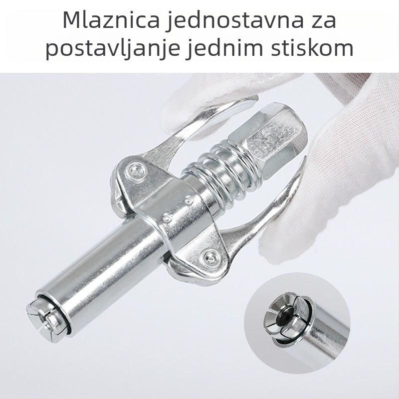 Noz za pištolu za podmazivanje sa zaključnim klipom, visokim tlakom, dvostruka ručka, samozaključavajući ravni vrh za ubrizgavanje maziva — dodatak za pištolj za podmazivanje