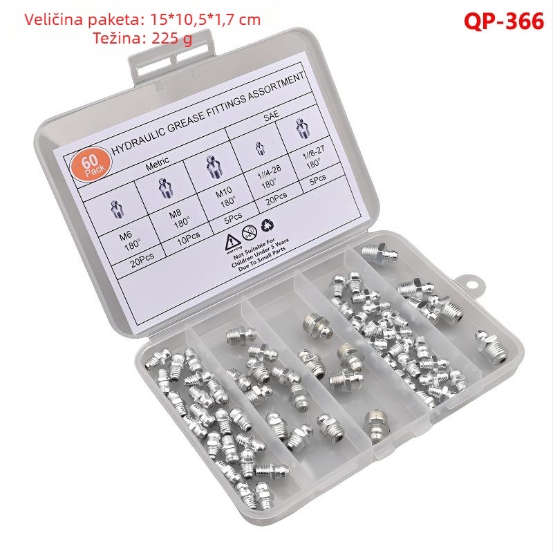 60 kom Butter Nipple Caps, metrički M6 M8 M10, navoji 1/4-28 i 1/8-27 set