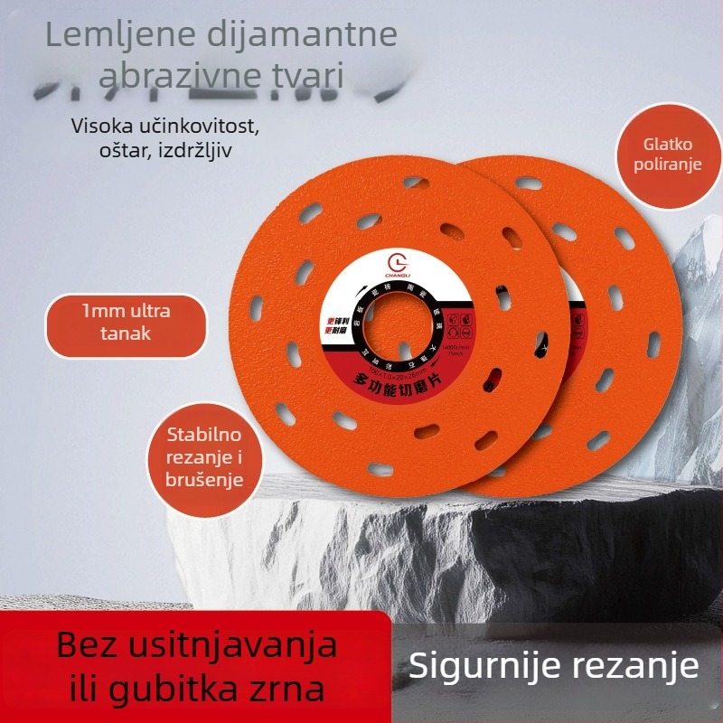 Prilagođeni višenamjenski dijamantni disk za rezanje i poliranje, s brazdenim spojem, namijenjen rezanju pločica, kamena, stakla i kamenskih ploča.