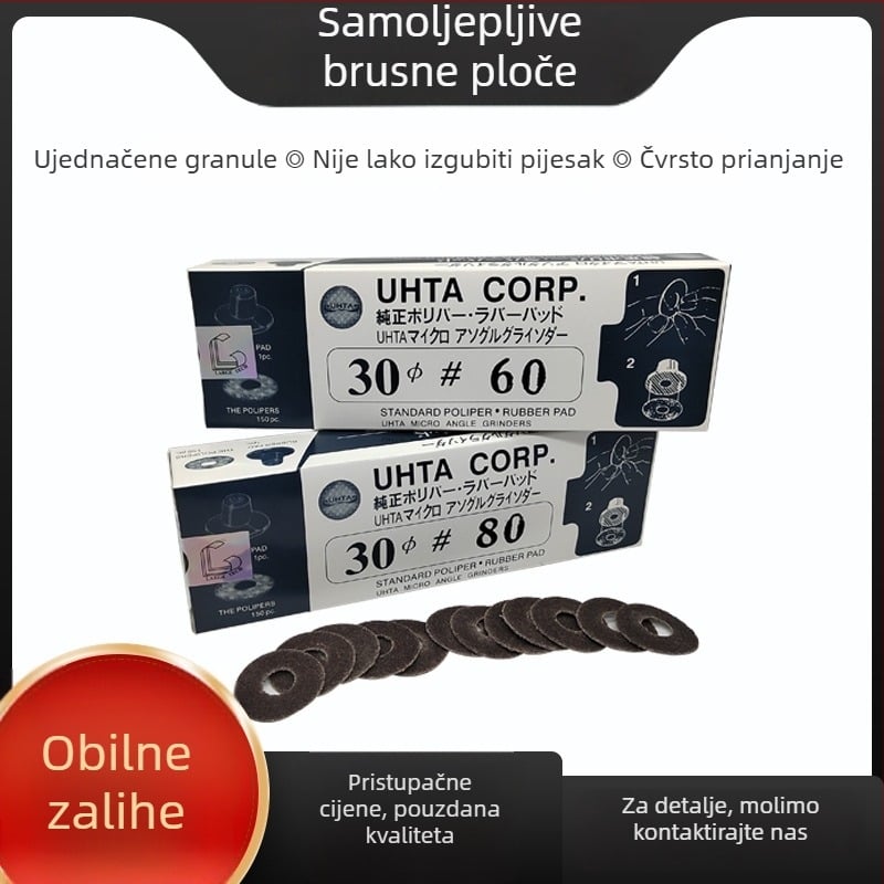 UHTA šmirgl papir s ljepivom stražnjom stranom, smeđi kalcinirani korund, abrazivni papir za pneumatsku kutnu brusilicu, 45°/90°
