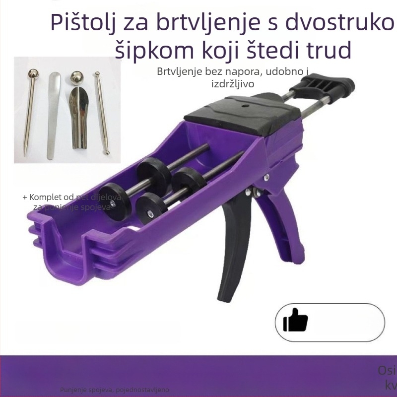 Plastični pištolj za fuge s dvostrukim cijevima, bez čavli, alat za lakšu rad