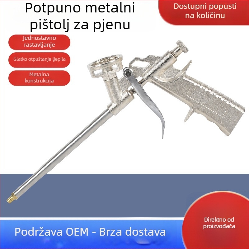 Metalni pištolj za pjenu za brtvljenje vrata i prozora – poliuretanski brtveni pištolj (pjena)