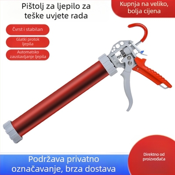 Strukturni ljepilni pištolj i silikon za staklo, ergonomska plastična ručka, napredni višemjenjački mehanizam, uštedu napora, automatsko zaustavljanje protoka ljepila