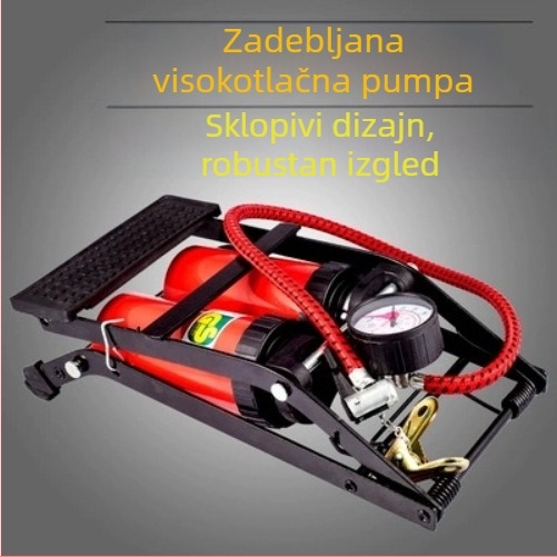 Automobilska pumpa za zrak s dvostrukim cijevima, prijenosna pedalna pumpa