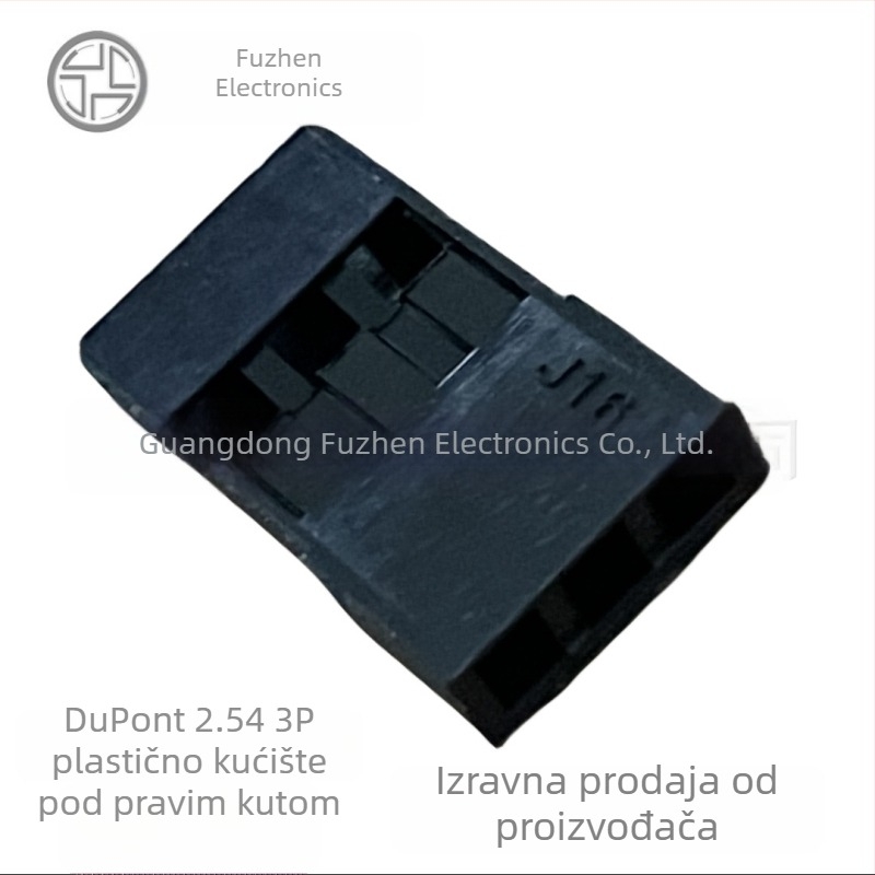 DuPont 2,54 mm, 3‑pin pravokutni konektor s gumastim kućištem, nylon bez halogena