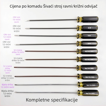 Magnetski Phillips odvijač od 12 inča za popravak šivaćeg stroja — dug ravni odvijač i dug odvijač Phillips glavom