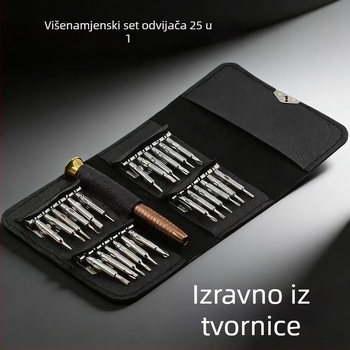 25-u-1 multifunkcionalni set odvijača s kožnom futrolom, prijenosni magnetski nastavci od karbonskoga čelika za popravak mobitela i računala