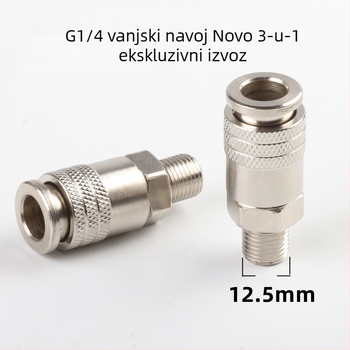 Konektor europskog stila tri u jednome s vanjskim navojem, 1/4 in / 12,5 mm, čelik