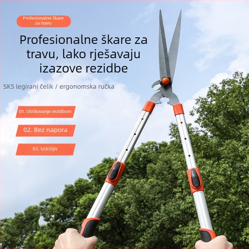 Pažljivo odabrane škare za travu i živicu, teleskopske teške škarice za grane, vrtni alati, škare za živicu, škarice za granje
