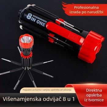Osam u jedan multifunkcionalni set odvijača za kućnu upotrebu s LED svjetlom, FZ-899, Phillips i ravne glave odvijača