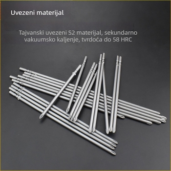 Krstasti bit za električnu odvijač, S2 legura, križna glava, 5 mm osovina, PH0–PH2, duljina 150–300 mm