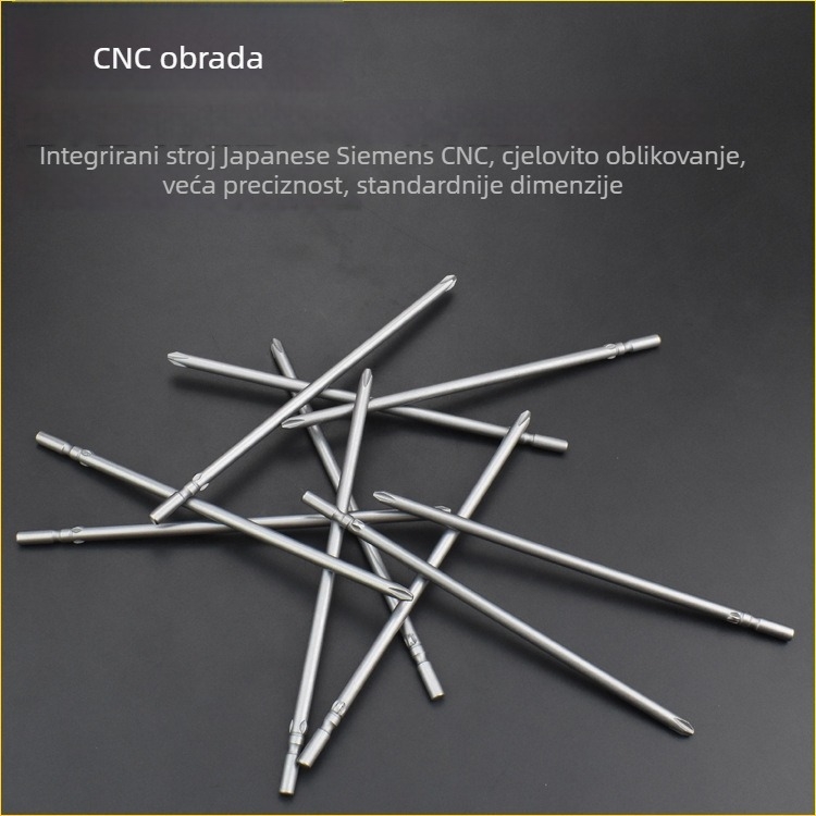 Krstasti bit za električnu odvijač, S2 legura, križna glava, 5 mm osovina, PH0–PH2, duljina 150–300 mm