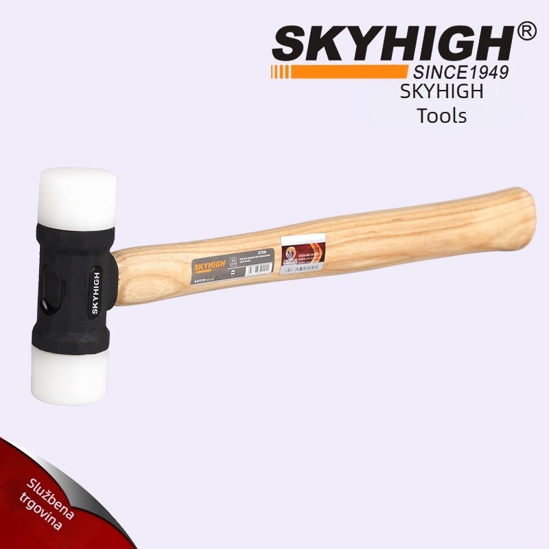Orginalni AUS-NZ alat: čekić za montažu s glavom od lijevanog željeza s 12 stranica, drvena drška, duljina 330 mm, težina 0,4 kg, glava 32 mm, otporan na eksplozije i šokove
