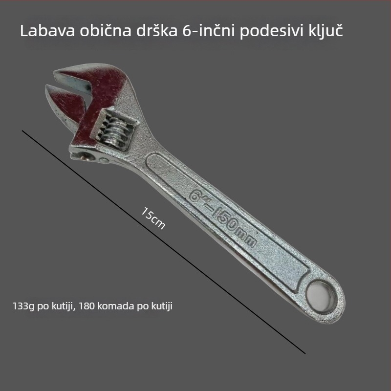 6-inčni podesivi ključ s gumenom ručkom duljine 15 cm