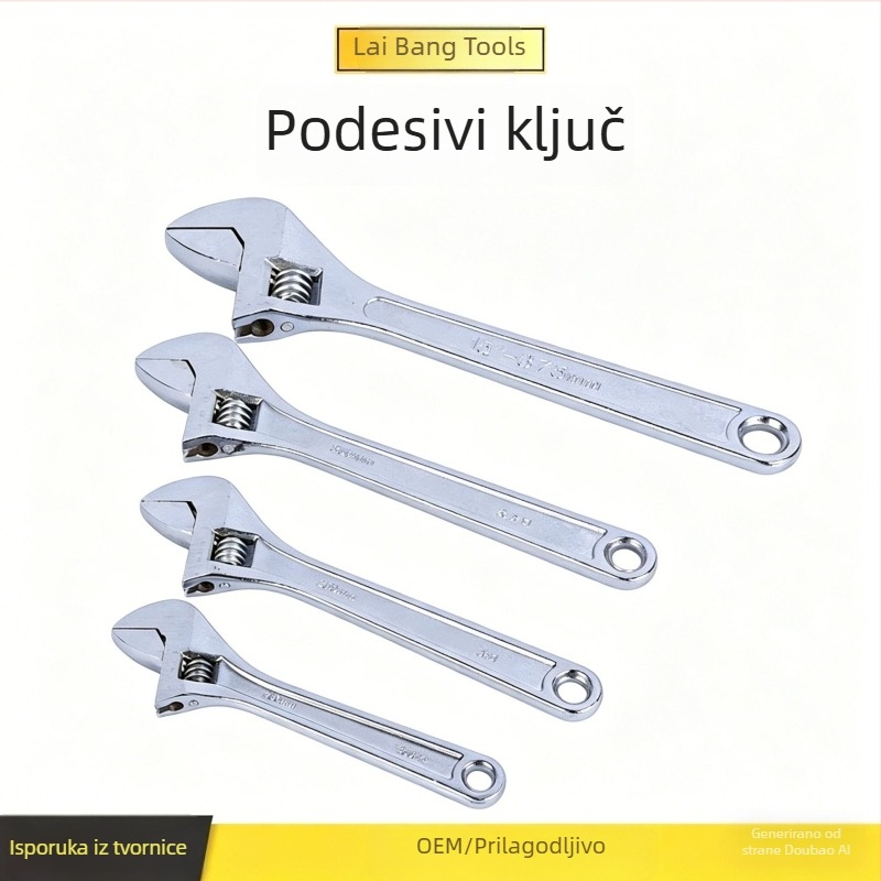 Set podesivih ključeva s veličinama 8, 10, 12, 15 i 18 inča