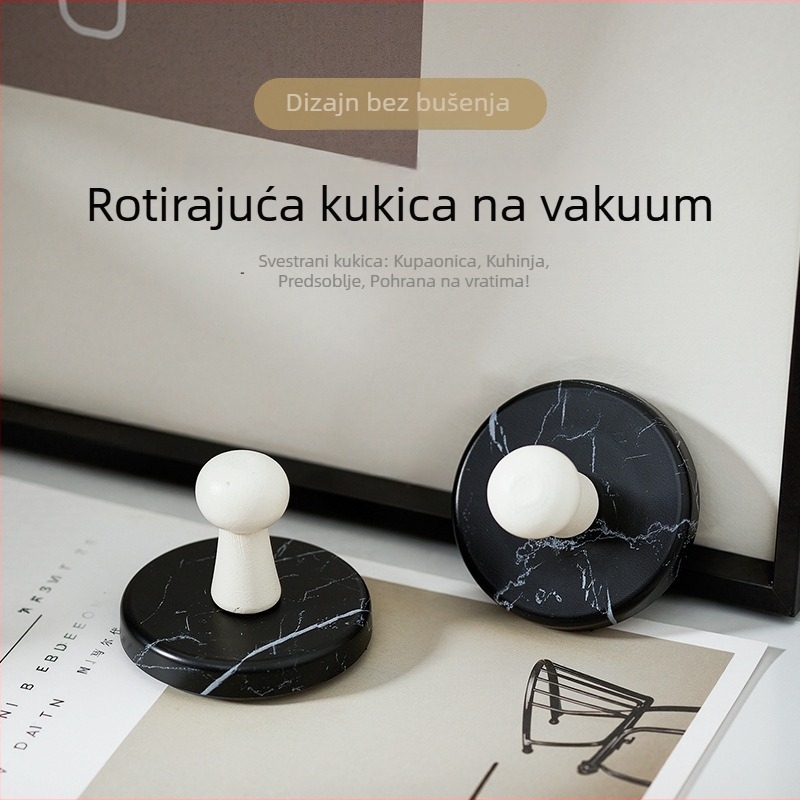 Okretna drvena kuka s vakuumskim pričvršćivanjem, bez bušenja, za zid ili vrata, snažno prianjanje, pogodna za hodnik i kupaonicu