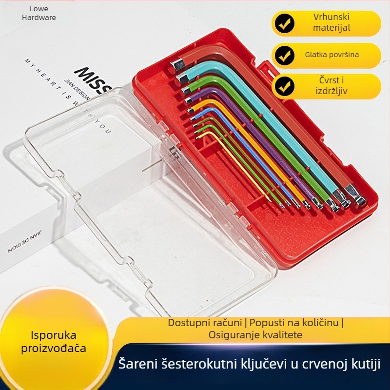 Set L-oblikih šesterokutnih ključeva u crvenoj kutiji