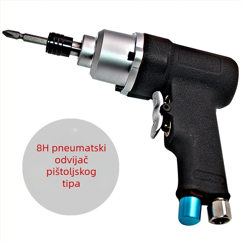 Pneumatski odvijač u pištoljskom stilu, potpuno automatski, industrijske klase, prilagodljiva brzina, brzo zavijanje i odvijanje