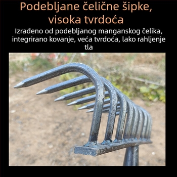 Poljoprivredna grablja sa zubima za otkošenje i okretanje tla, višestruki alat za uklanjanje korova, čvrsta, otporna na koroziju
