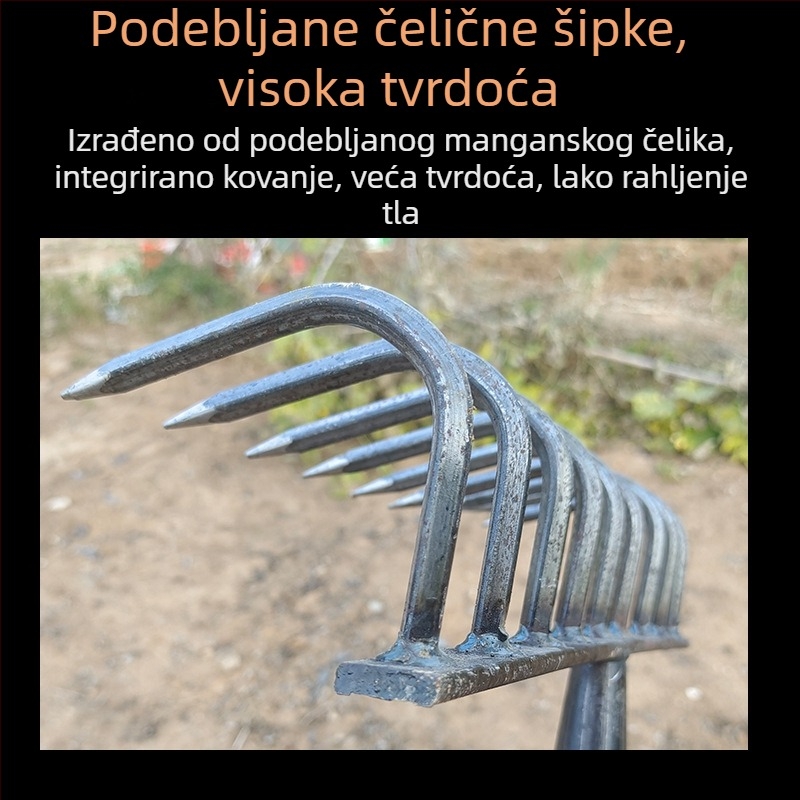Poljoprivredna grablja sa zubima za otkošenje i okretanje tla, višestruki alat za uklanjanje korova, čvrsta, otporna na koroziju