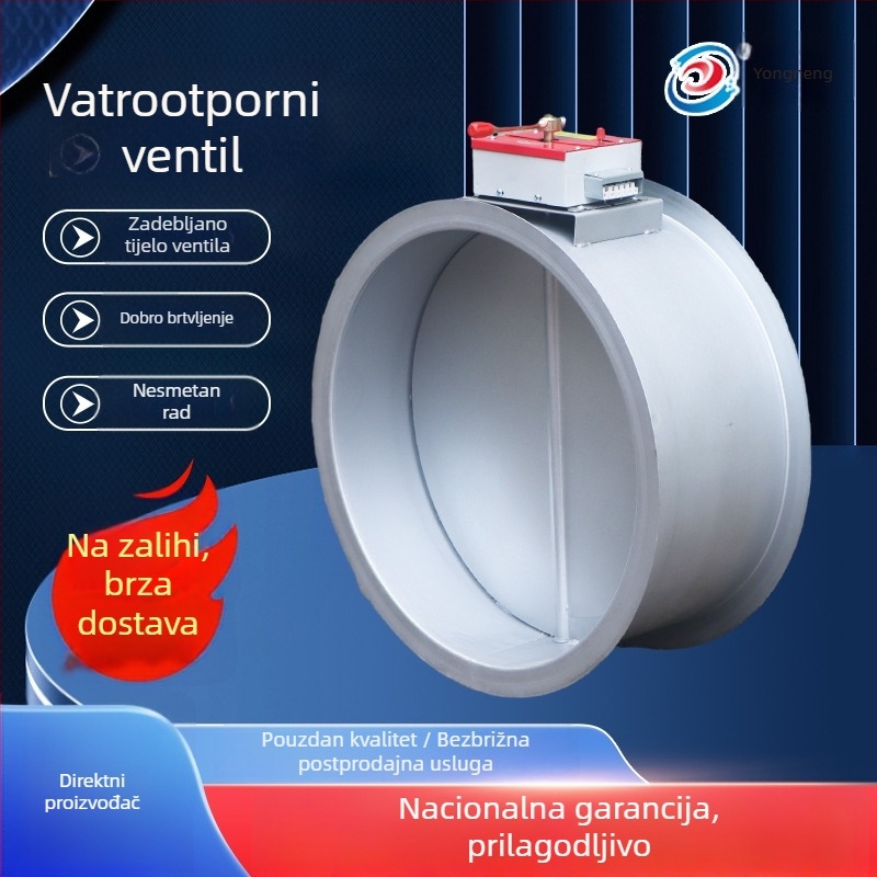 Eksplozijski otporan električni protupožarni zasun, podesiva četverokutna/okrugla, 280°, od nehrđajućeg čelika
