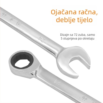 72-zubi ráčnički ključ s otvorom u obliku cvijeta šljive, dvostruka uporaba, 8–32 mm, višestruka uporaba, dvosmjerni