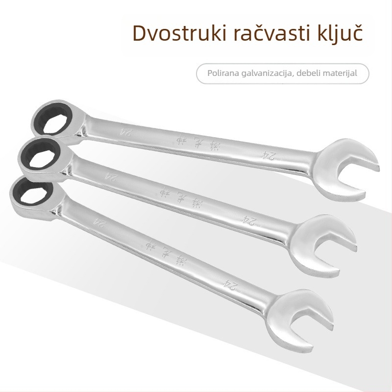 72-zubi ráčnički ključ s otvorom u obliku cvijeta šljive, dvostruka uporaba, 8–32 mm, višestruka uporaba, dvosmjerni