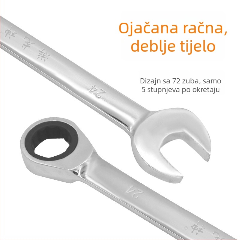 72-zubi ráčnički ključ s otvorom u obliku cvijeta šljive, dvostruka uporaba, 8–32 mm, višestruka uporaba, dvosmjerni