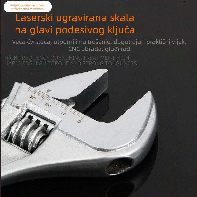 Podešavajući ključ s širokom ručkom, teški, velik otvor ključa, višestruka primjena za kupaonicu, protuklizno, visoko ugljični čelik