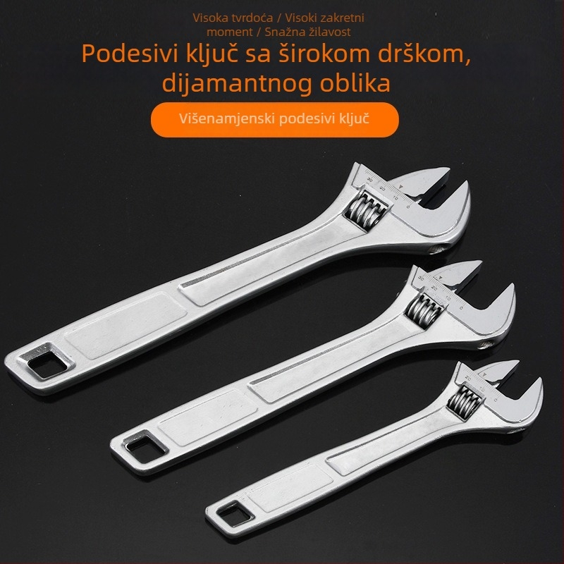 Podešavajući ključ s širokom ručkom, teški, velik otvor ključa, višestruka primjena za kupaonicu, protuklizno, visoko ugljični čelik